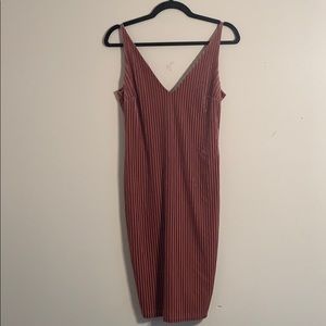 Bodycon stripped sheer/ velvet dress blush color